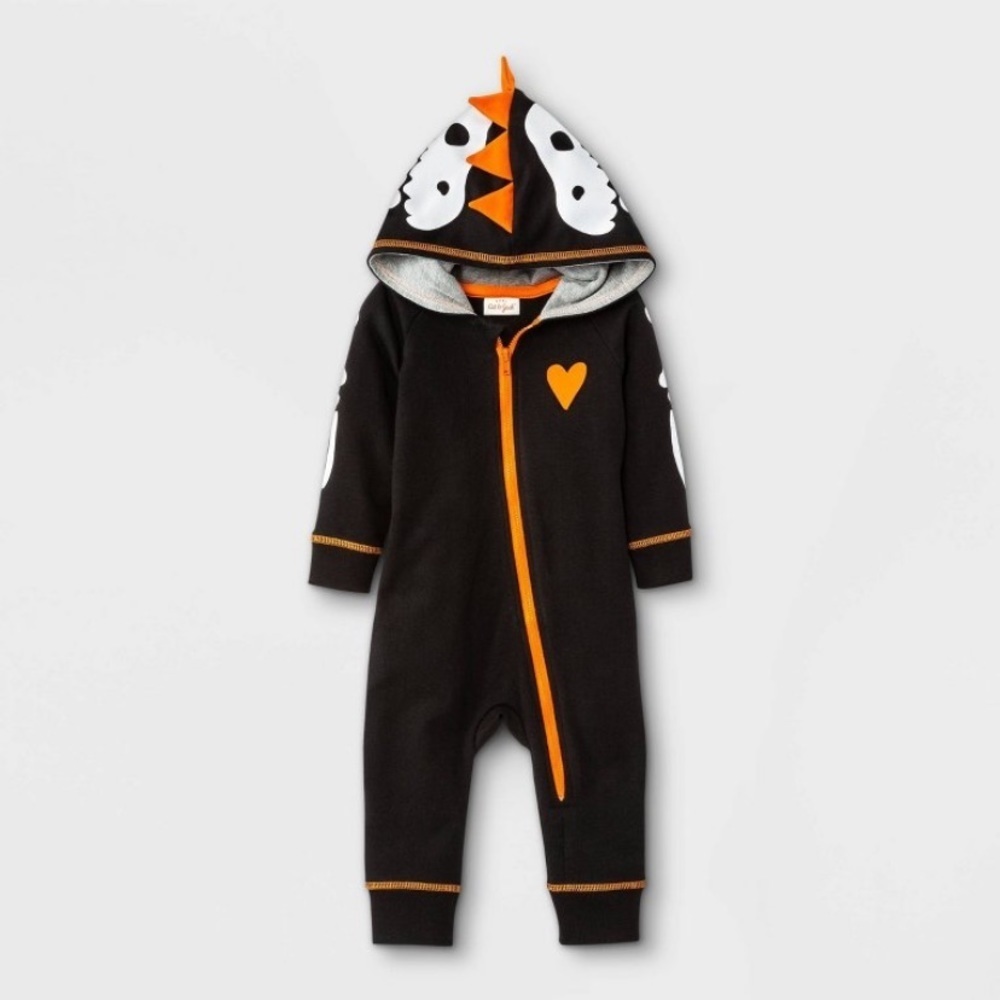 CAT & JACK DINOSAUR ROMPER - BLACK VARIOUS SIZES (NEW WITH TAGS) A6